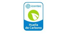 Sello Icontec de huella de carbono con una hoja verde, reconocimiento ambiental de EAFIT